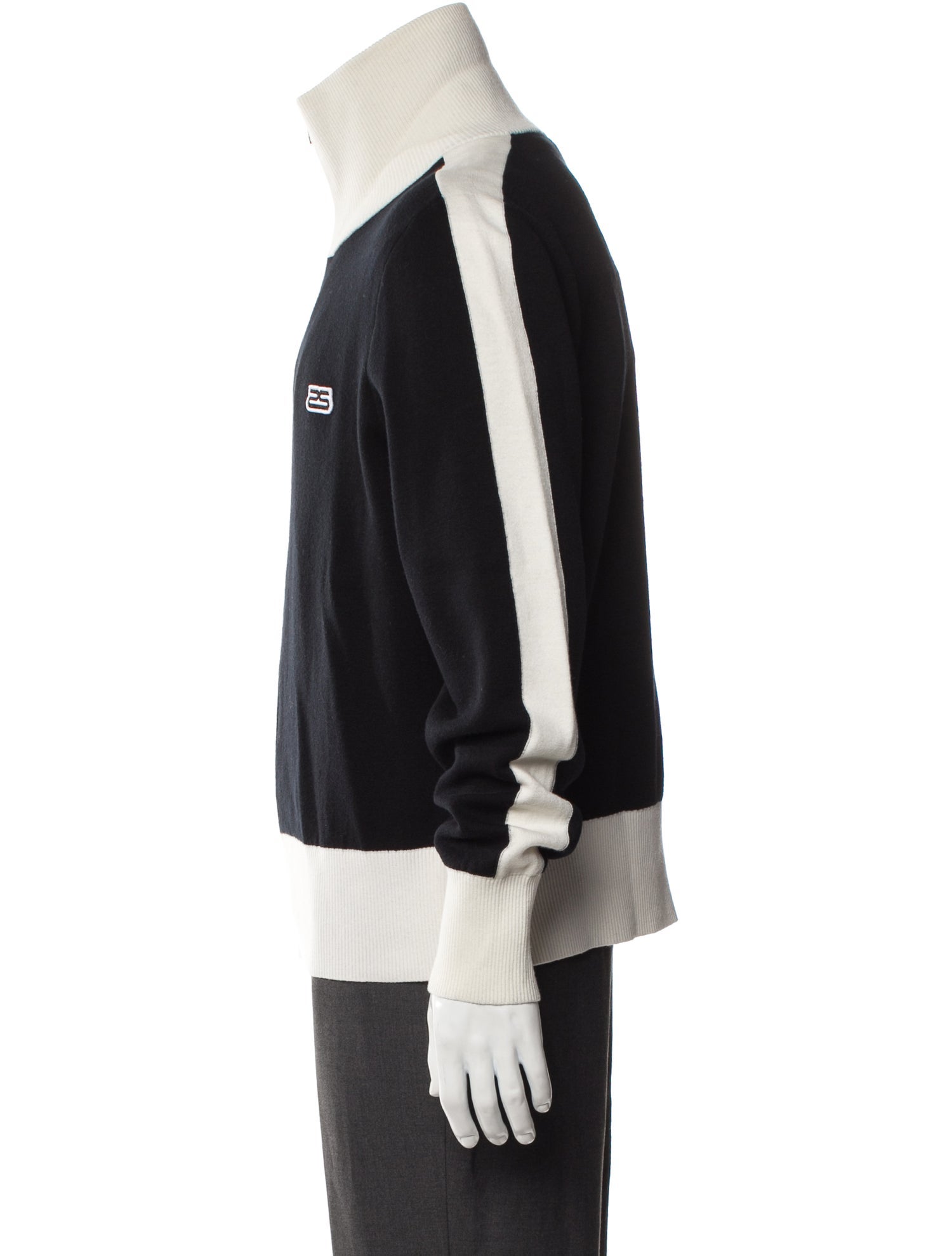 Sandro Colorblock Pattern Mock Neck Cardigan