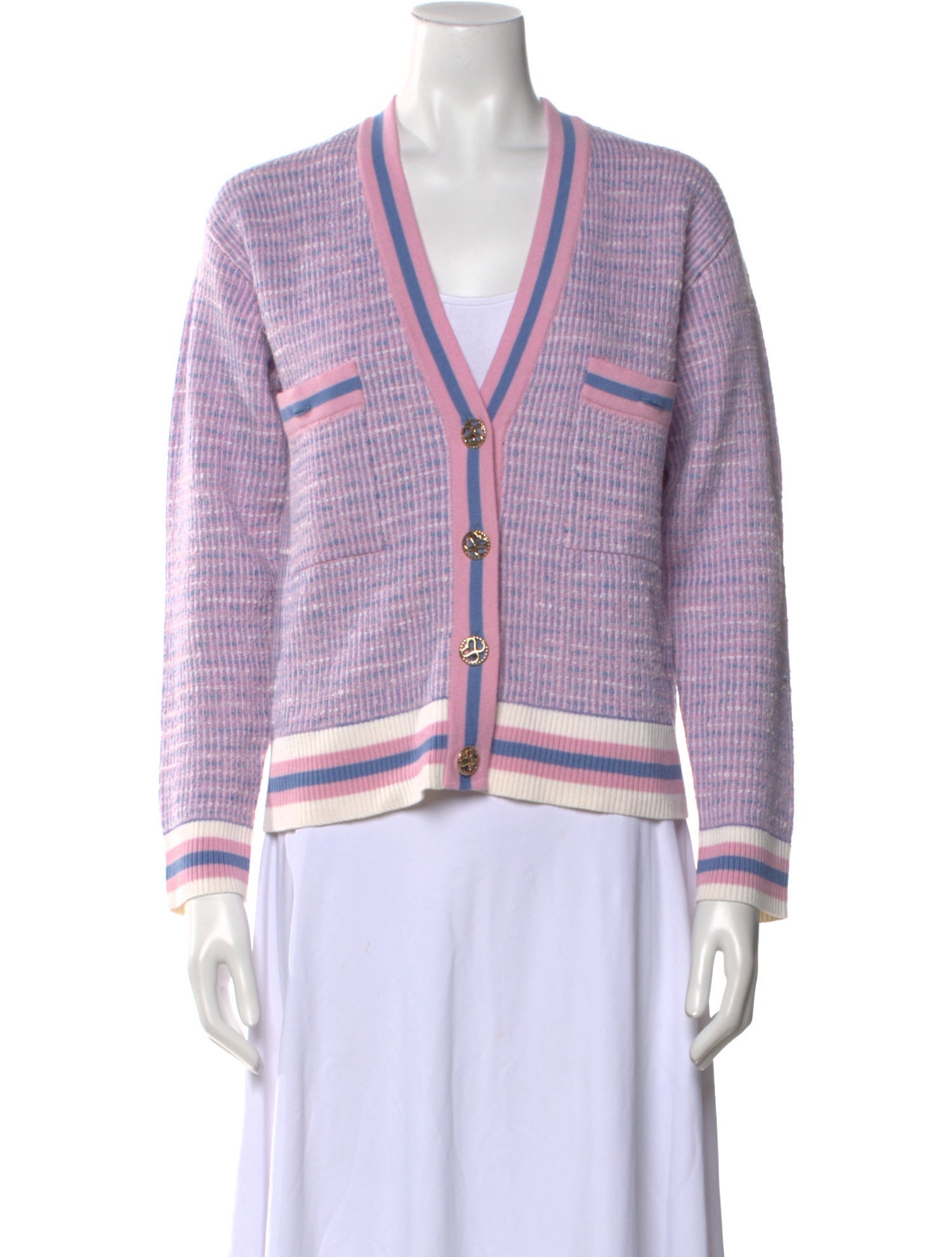 Sandro Striped V-Neck Sweater