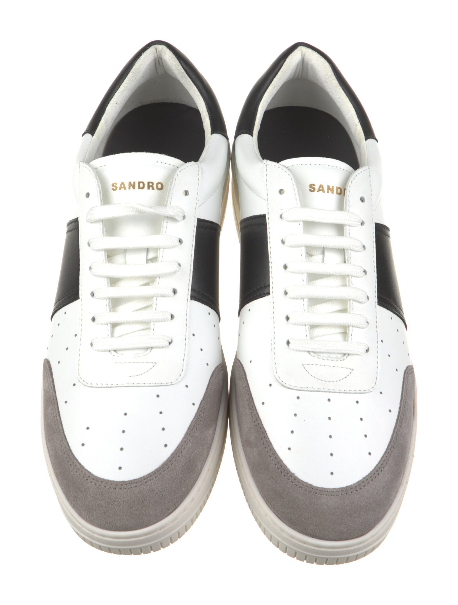Sandro Leather Colorblock Pattern Sneakers