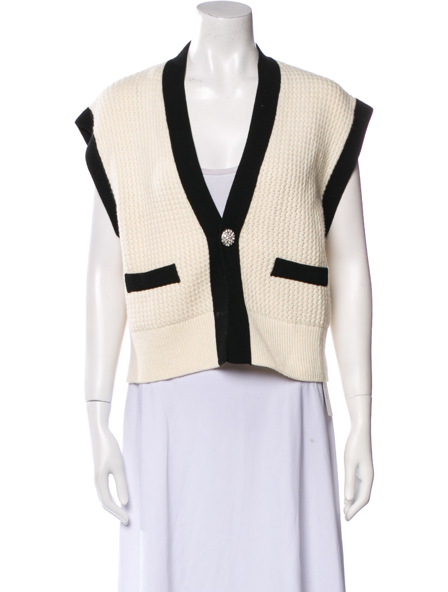 Sandro Wool Colorblock Pattern Vest