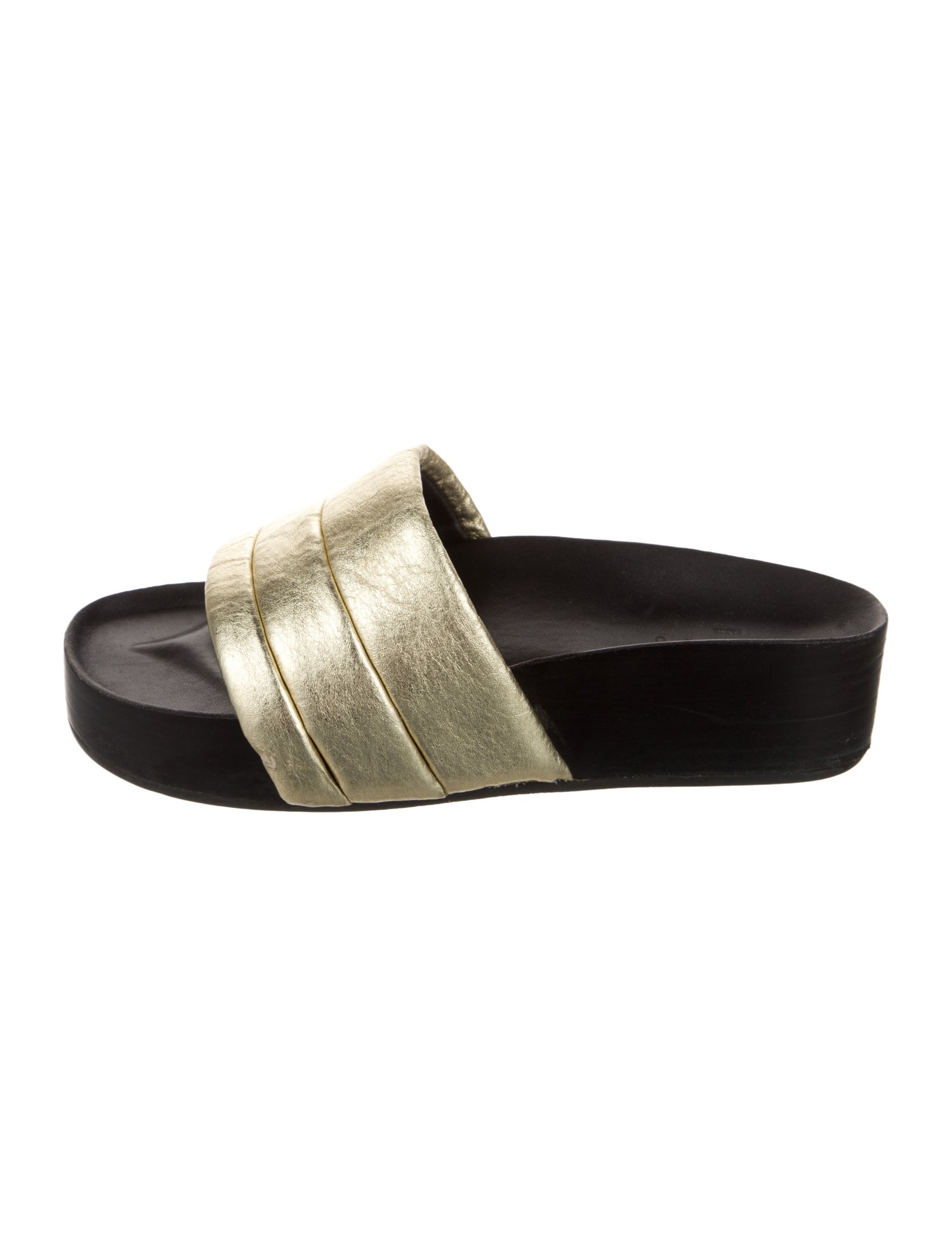 Sandro Leather Ruffle Embellishment Slides