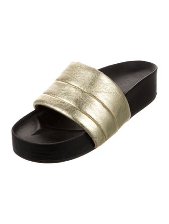 Sandro Leather Ruffle Embellishment Slides