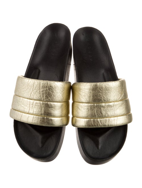 Sandro Leather Ruffle Embellishment Slides