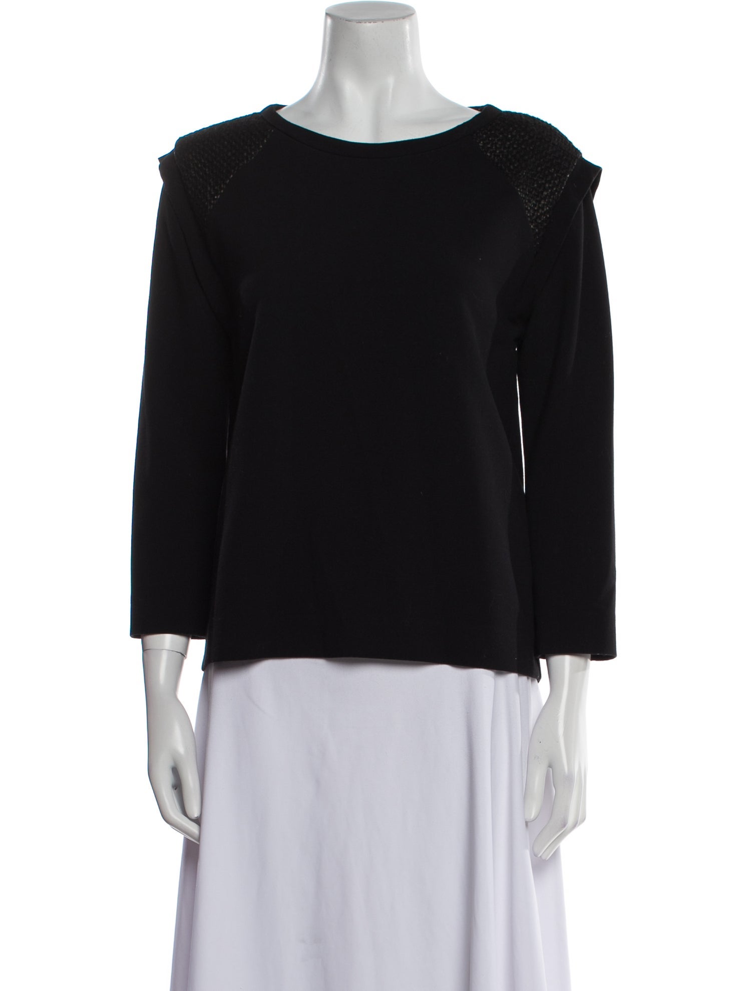 Sandro Bateau Neckline Three-Quarter Sleeve Top