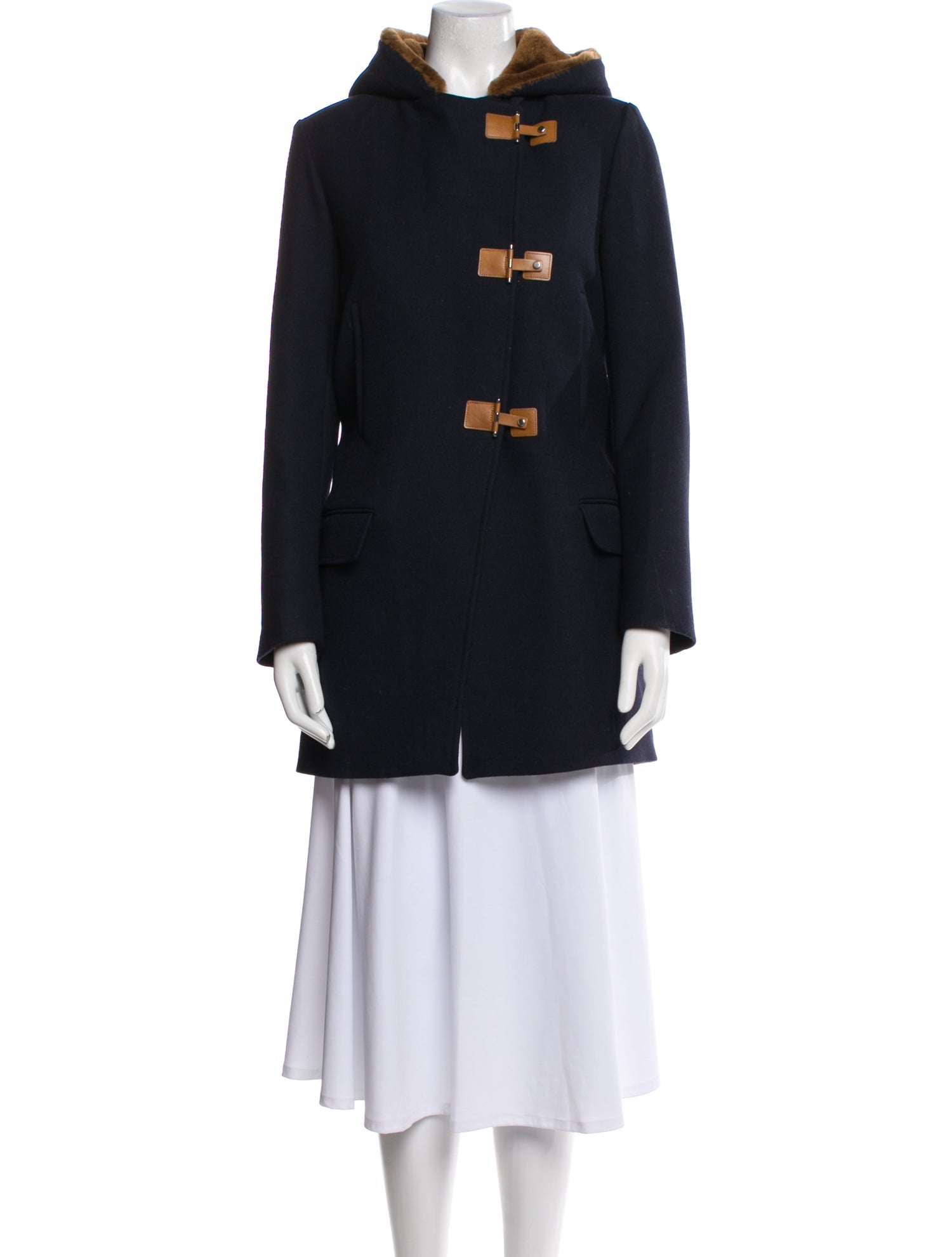 Sandro Virgin Wool Fur Coat