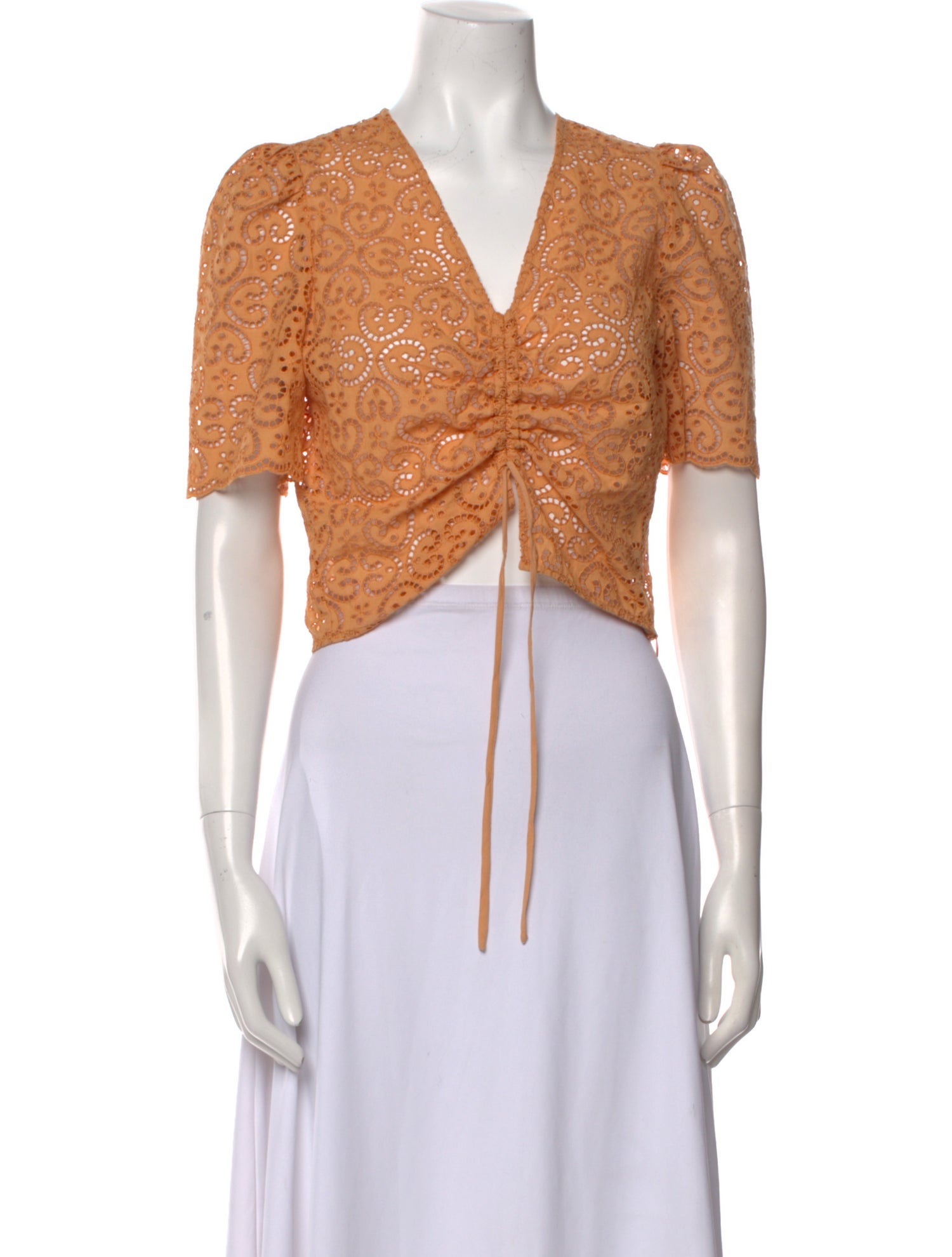 Sandro V-Neck Short Sleeve Crop Top