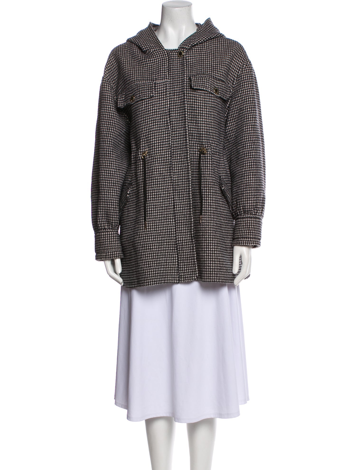 Sandro Virgin Wool Houndstooth Print Jacket