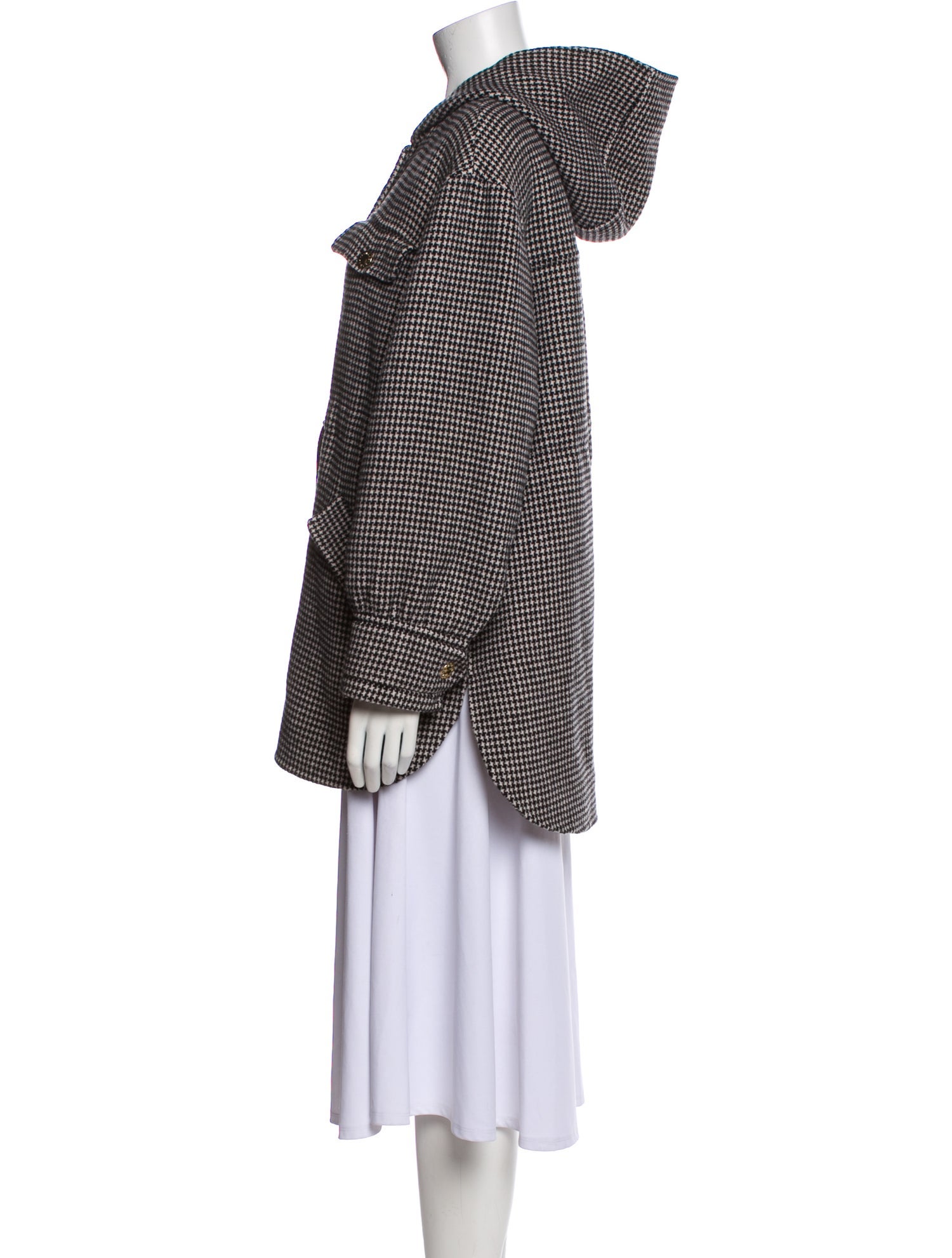 Sandro Virgin Wool Houndstooth Print Jacket