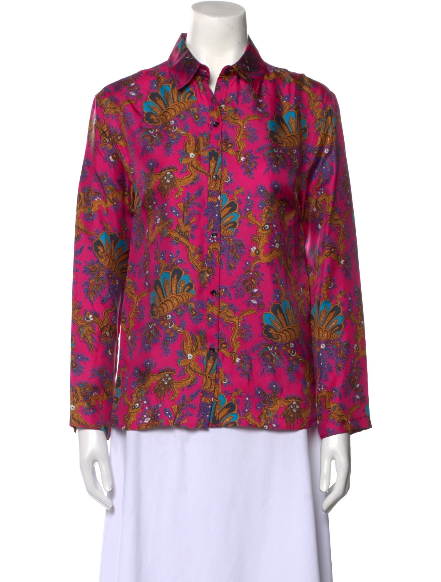 Sandro Silk Floral Print Button-Up Top