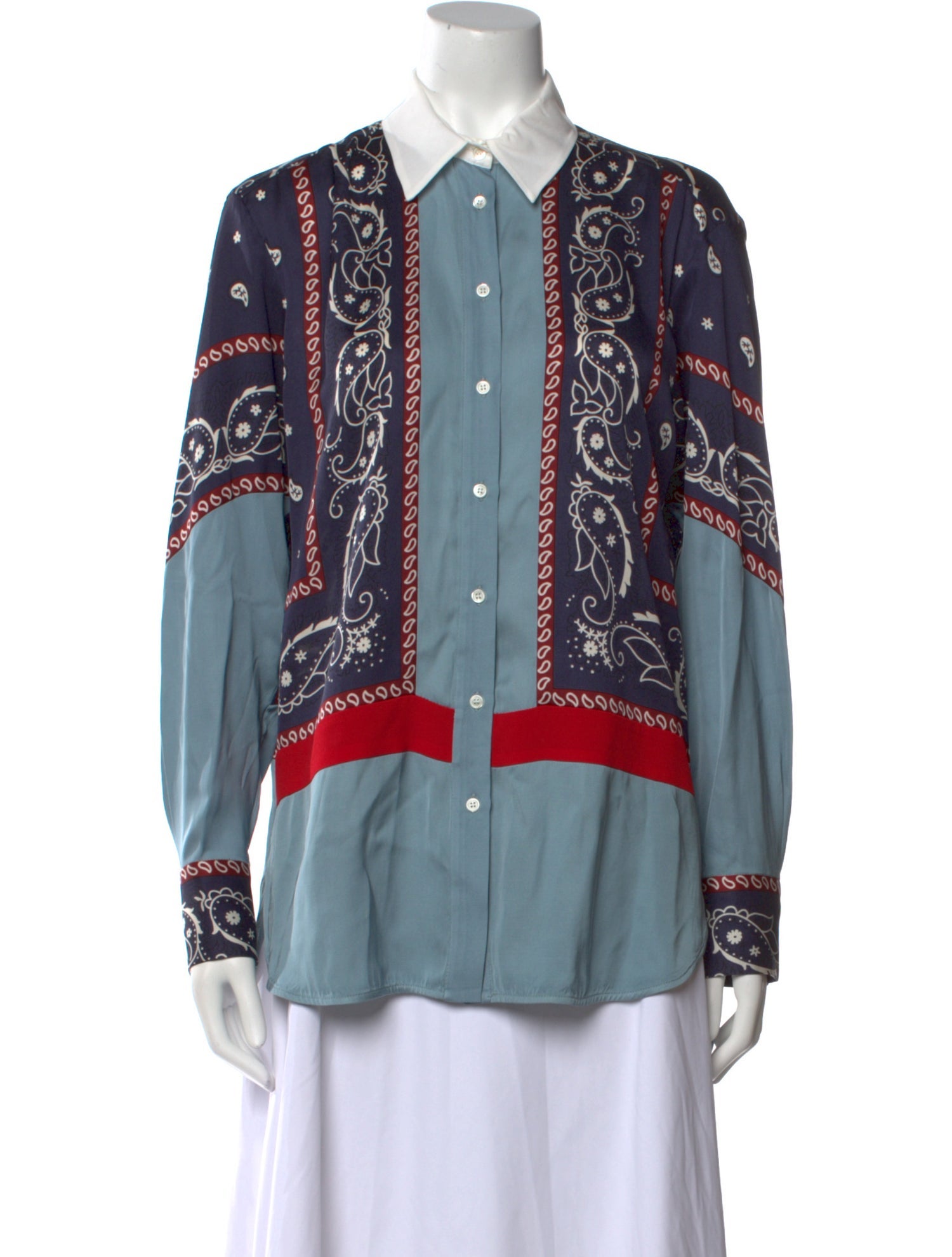 Sandro Printed Long Sleeve Button-Up Top