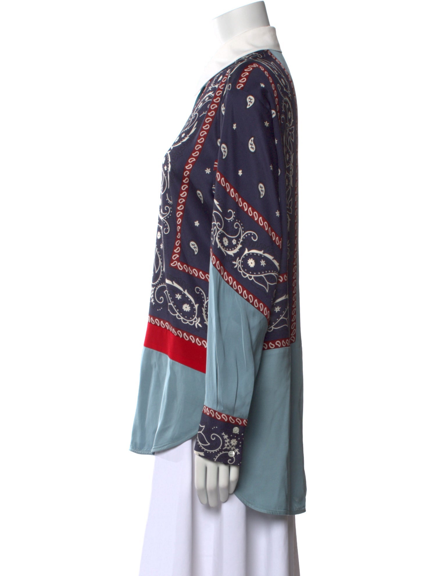 Sandro Printed Long Sleeve Button-Up Top