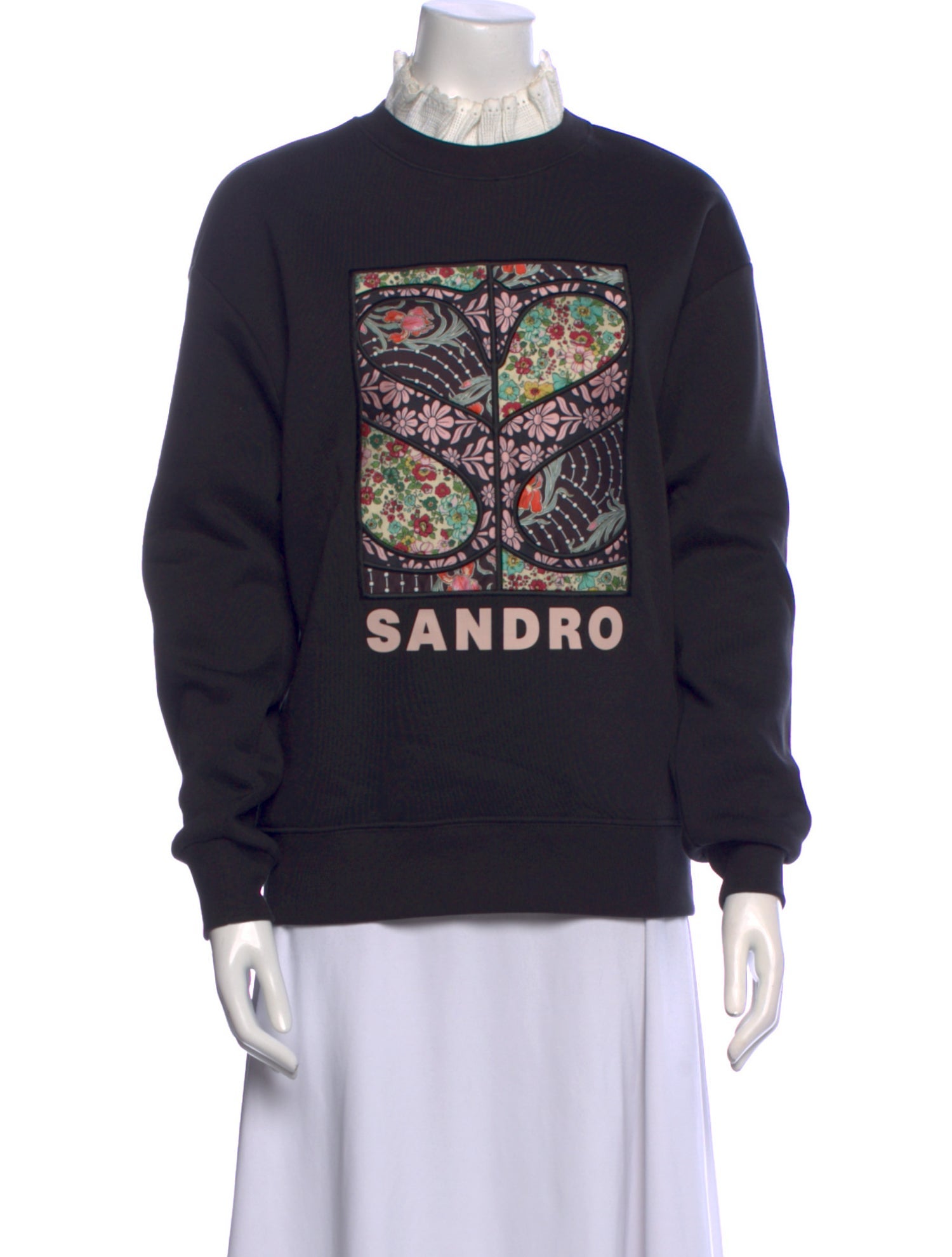 Sandro Graphic Print Mock Neck Sweatshirt