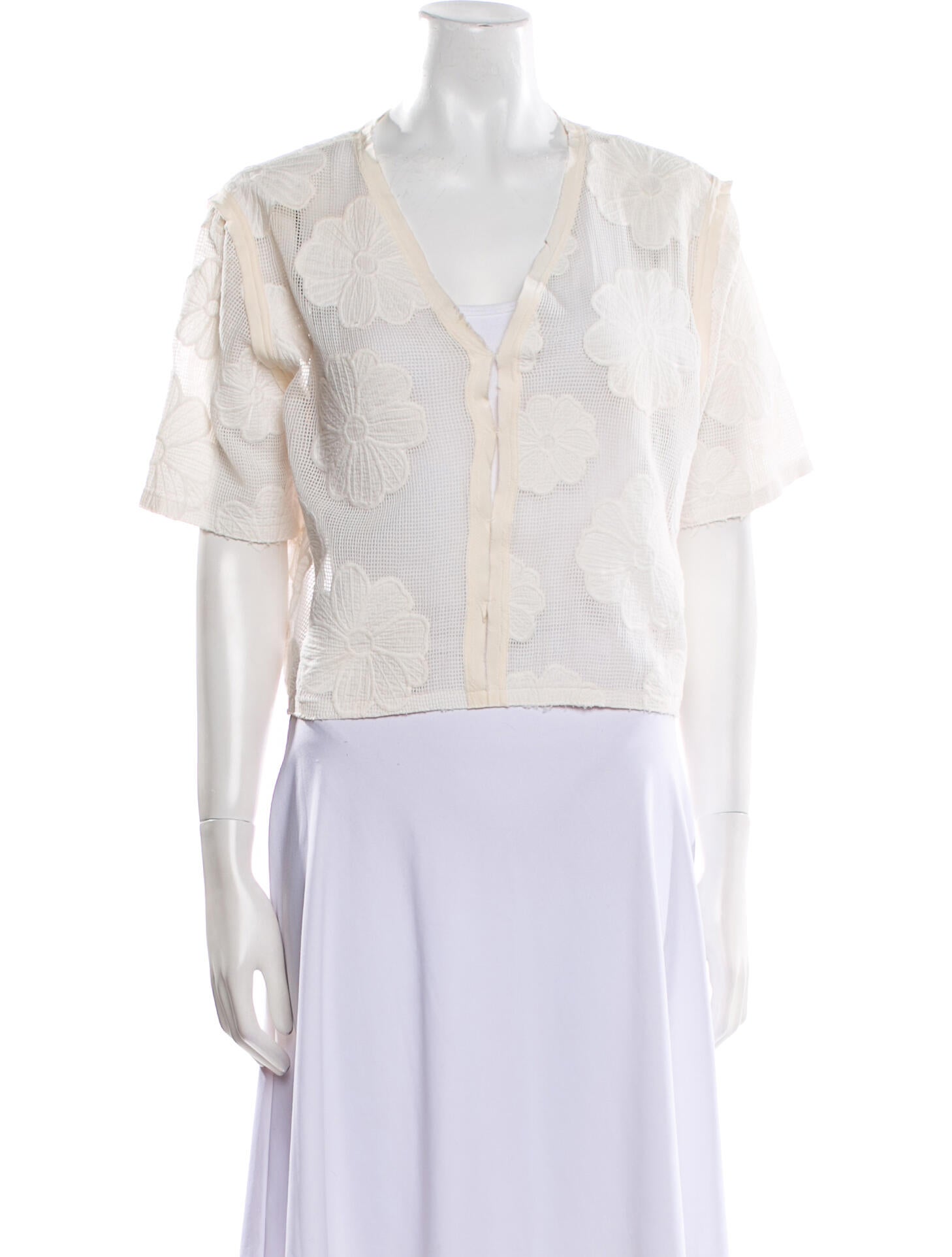 Sandro Lace Pattern V-Neck Crop Top