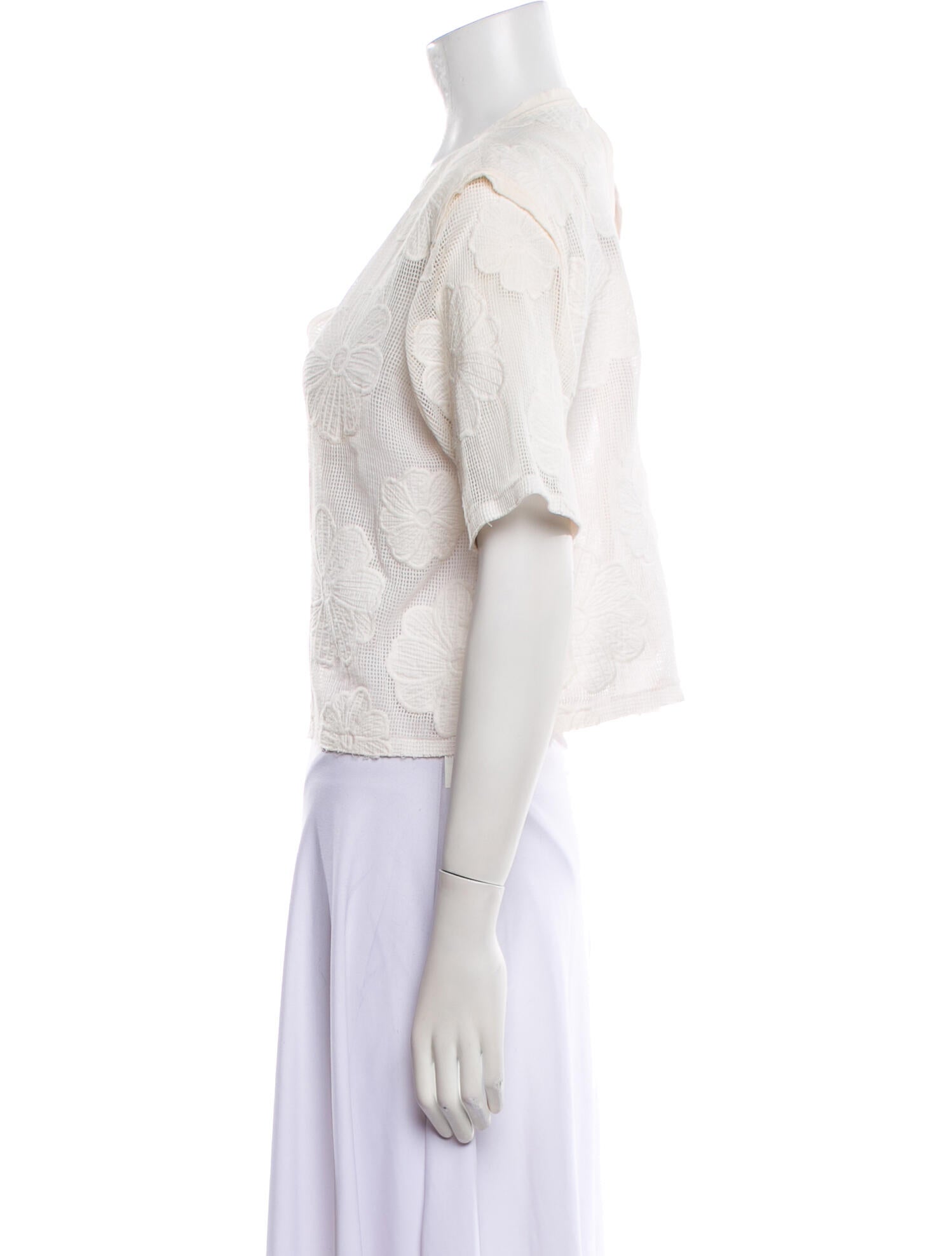 Sandro Lace Pattern V-Neck Crop Top