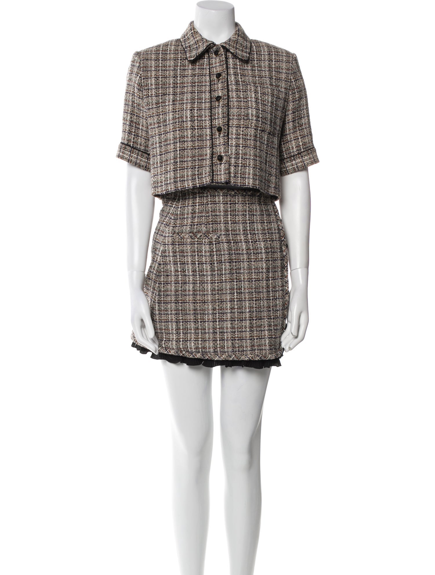 Sandro Tweed Pattern Skirt Suit