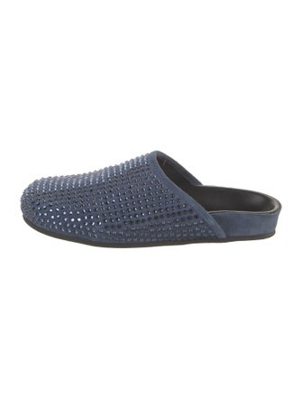 Sandro Suede Crystal Embellishments Mules