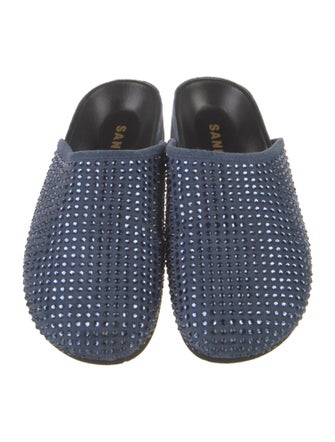 Sandro Suede Crystal Embellishments Mules