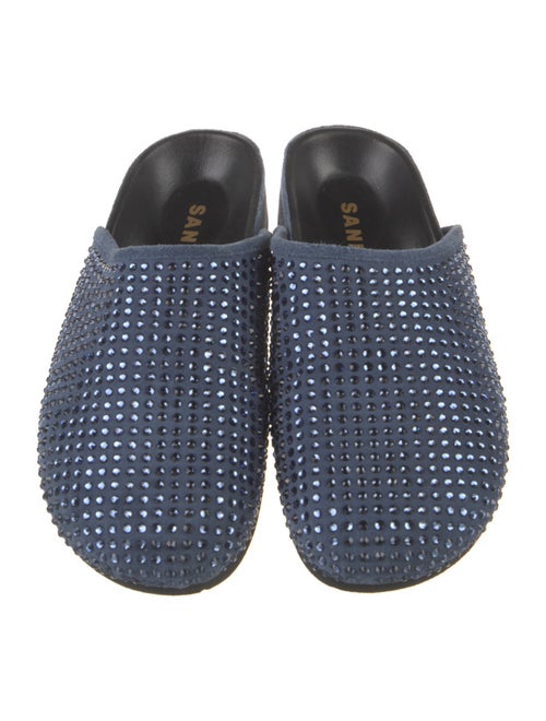 Sandro Suede Crystal Embellishments Mules