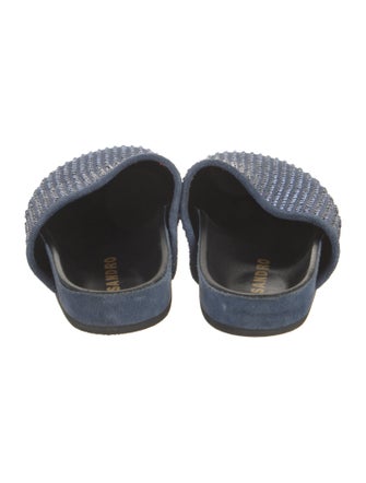 Sandro Suede Crystal Embellishments Mules