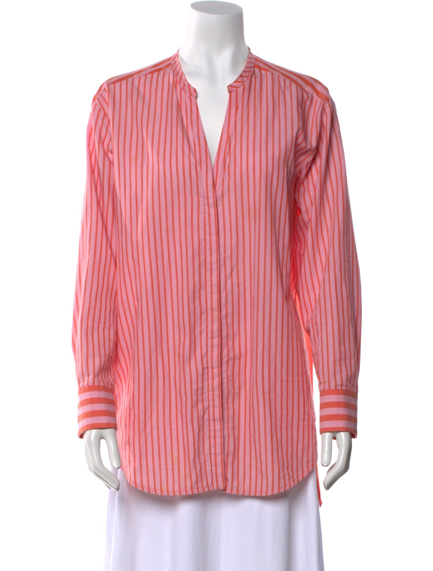 Sandro Striped V-Neck Button-Up Top