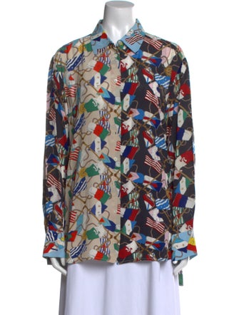 Sandro Printed Long Sleeve Button-Up Top