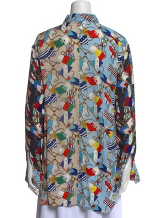 Sandro Printed Long Sleeve Button-Up Top