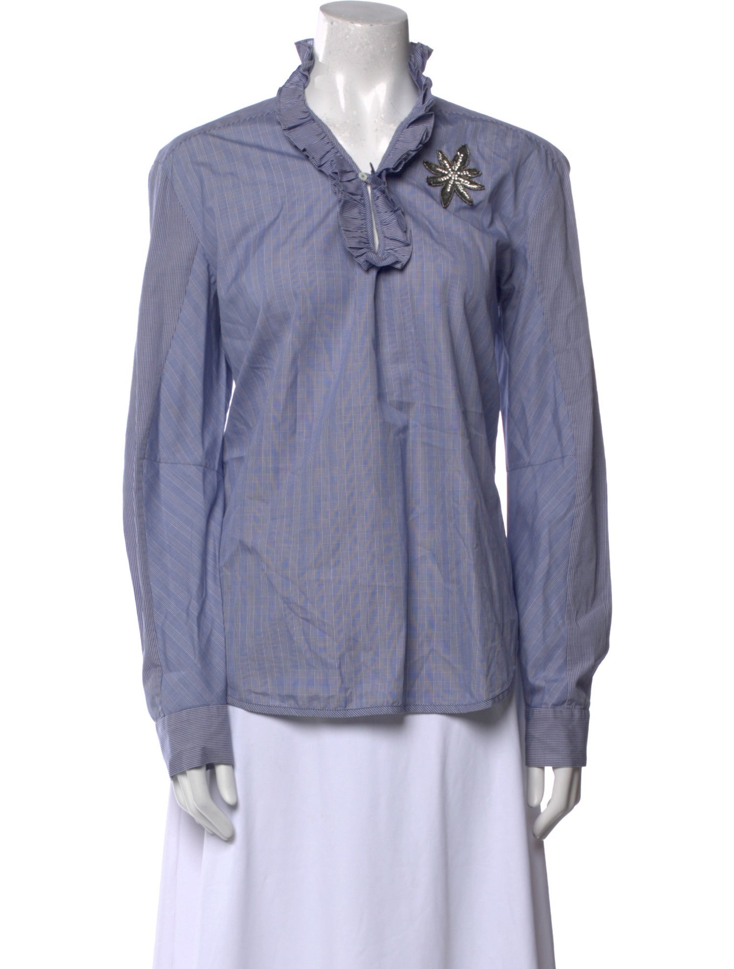 Sandro Plaid Print Long Sleeve Button-Up Top