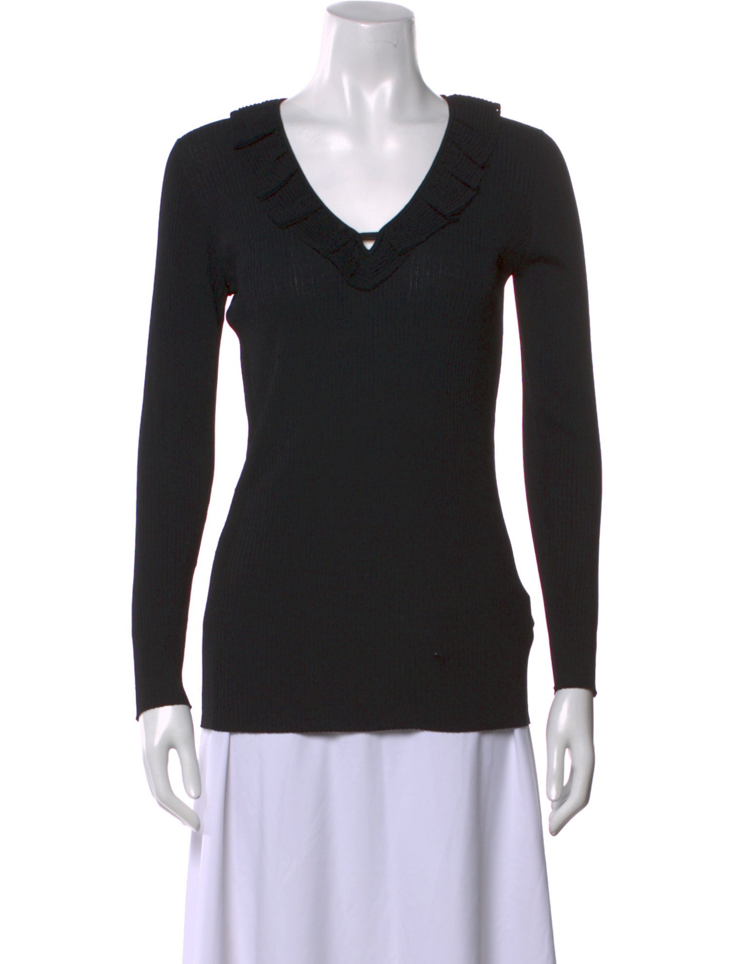 Sandro V-Neck Long Sleeve Top
