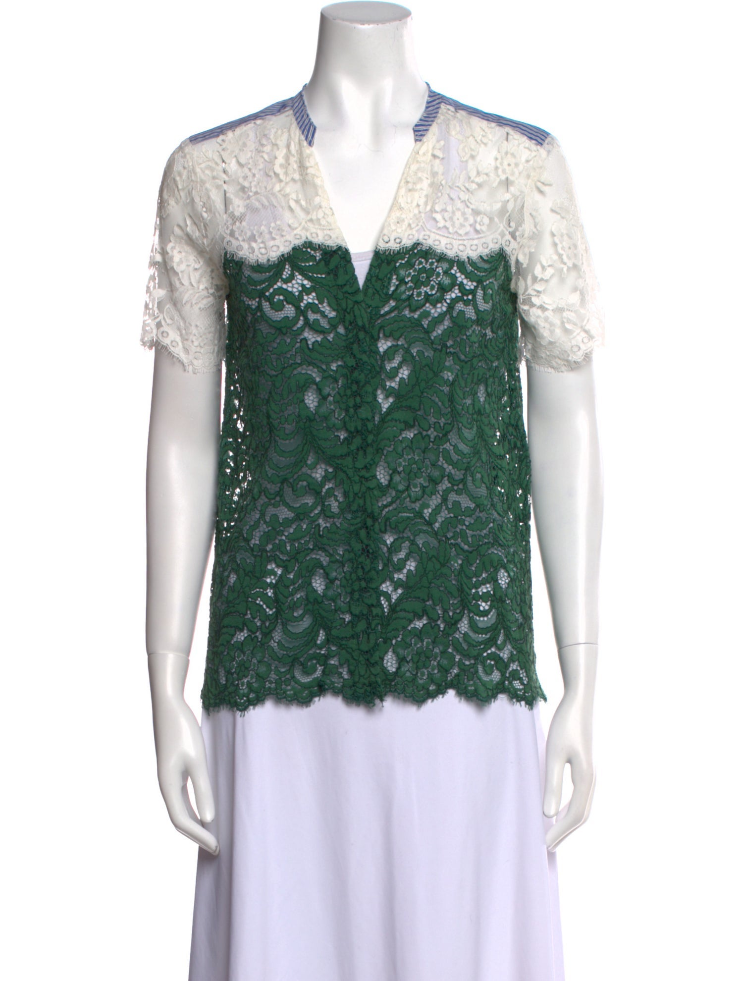 Sandro Lace Pattern V-Neck Blouse