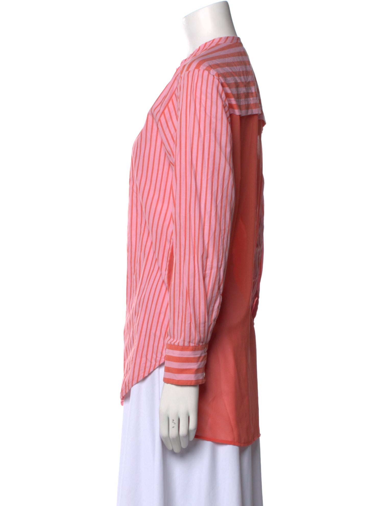 Sandro Striped V-Neck Button-Up Top