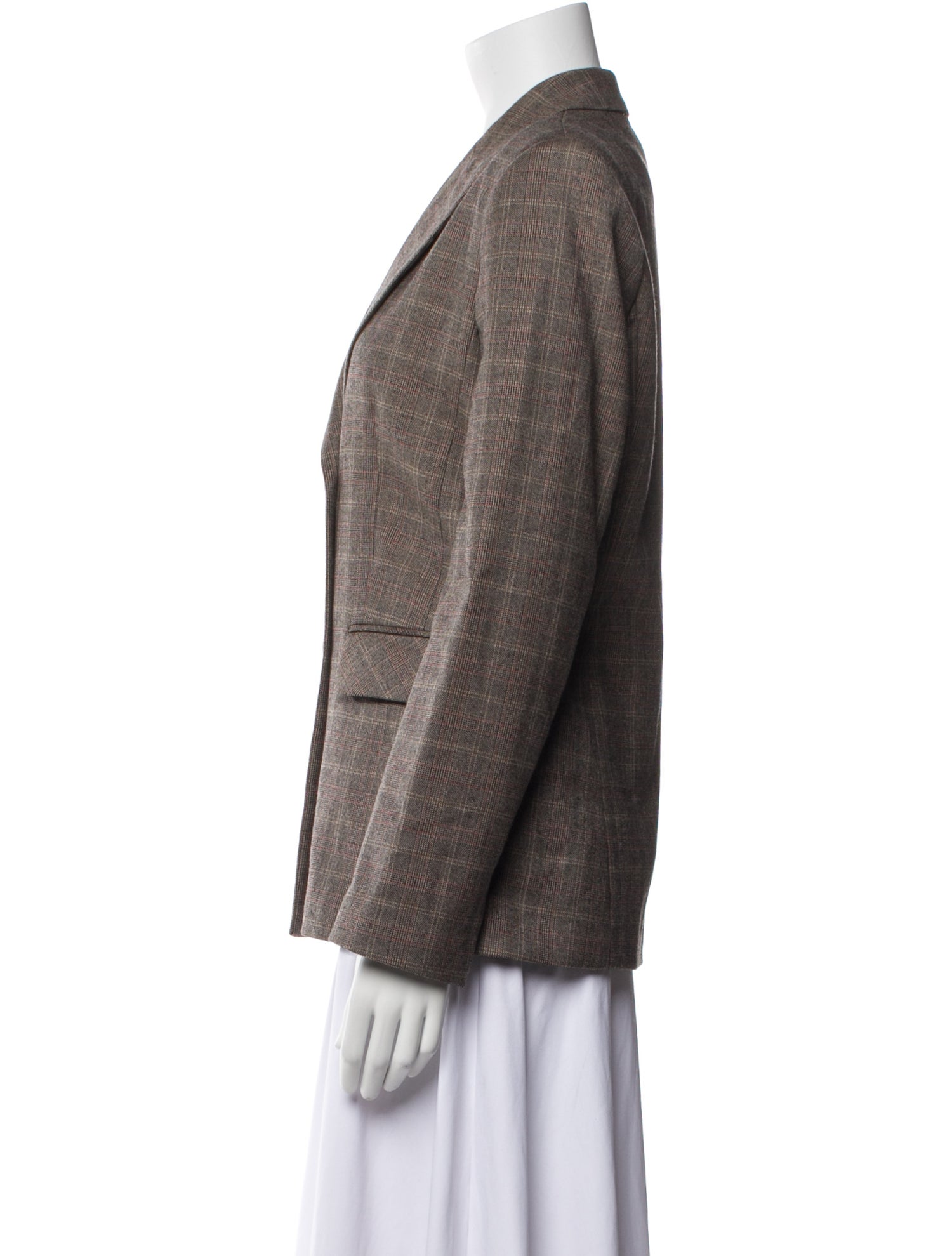 Sandro Virgin Wool Plaid Print Blazer