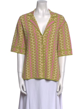 Sandro Printed Short Sleeve Button-Up Top