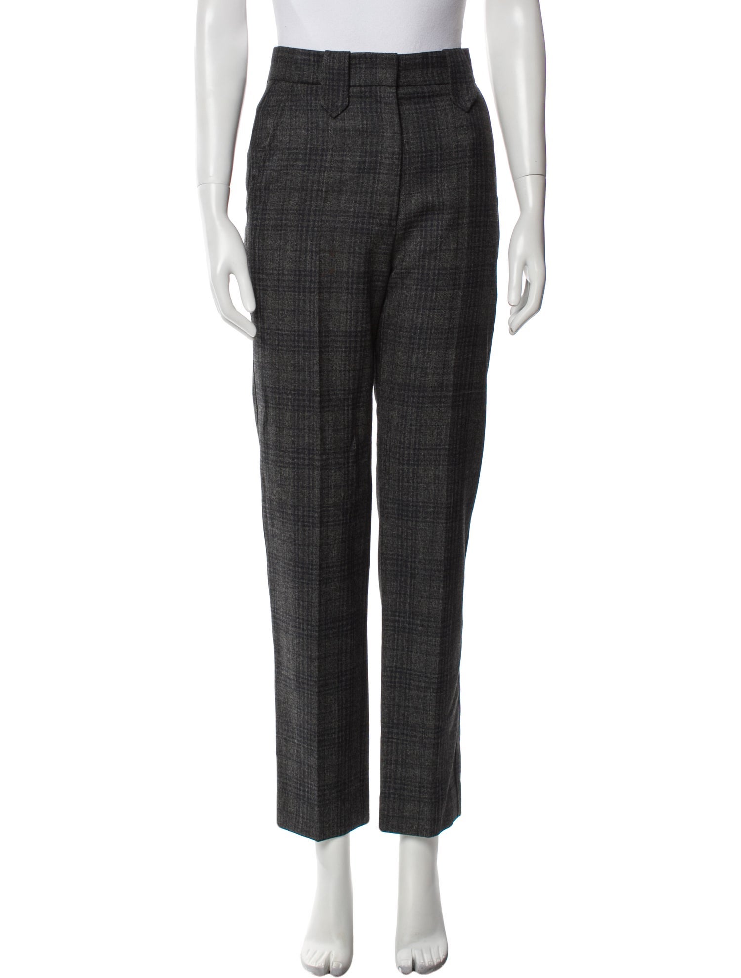 Sandro Plaid Print Straight Leg Pants