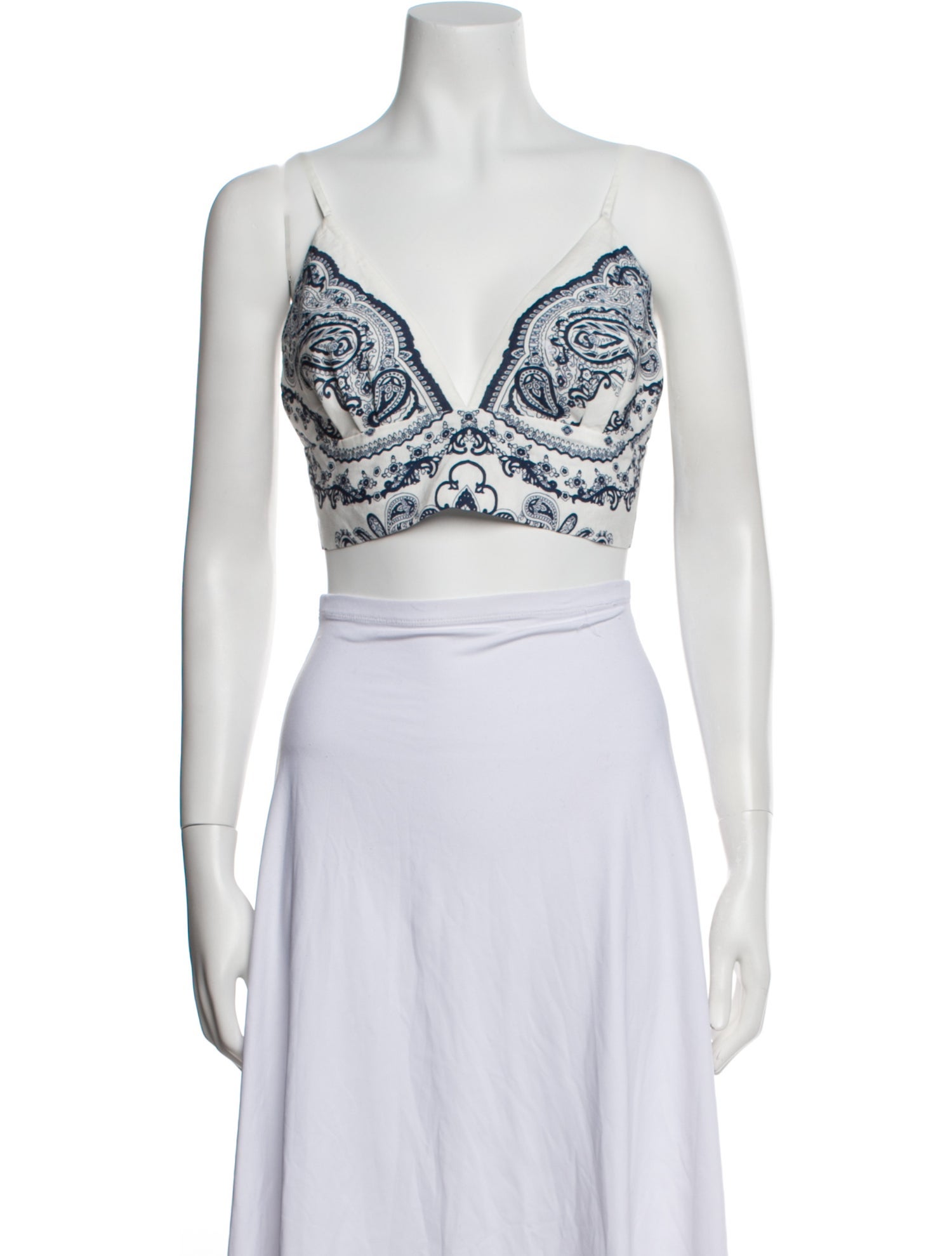 Sandro Paisley Print V-Neck Crop Top