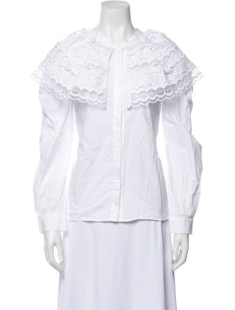 Sandro Mock Neck Long Sleeve Button-Up Top