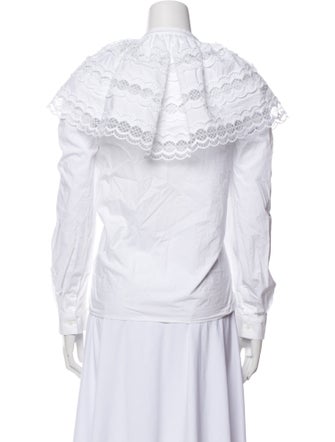 Sandro Mock Neck Long Sleeve Button-Up Top