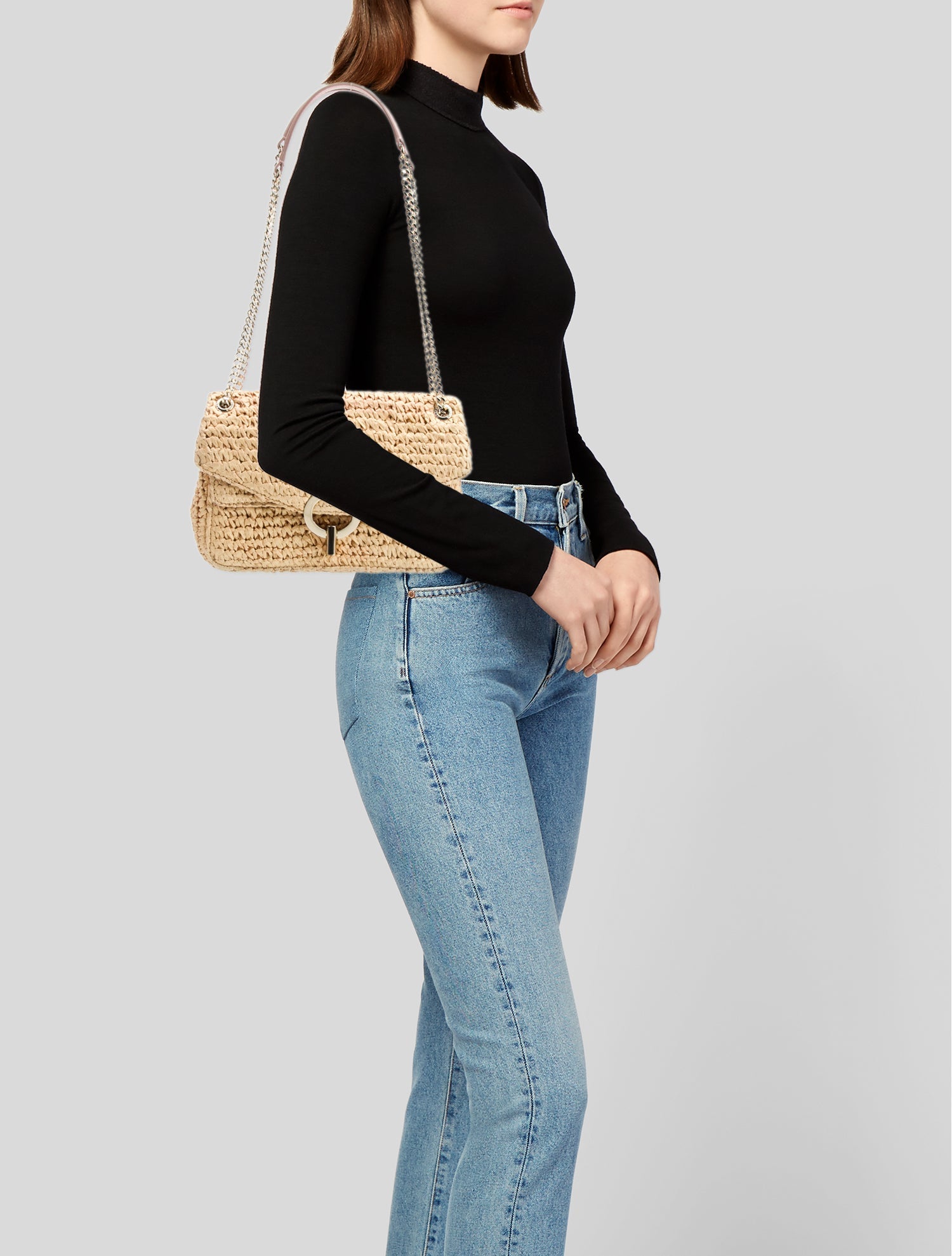 Sandro Raffia Shoulder Bag