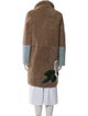 Sandro Shearling Colorblock Pattern Fur Coat