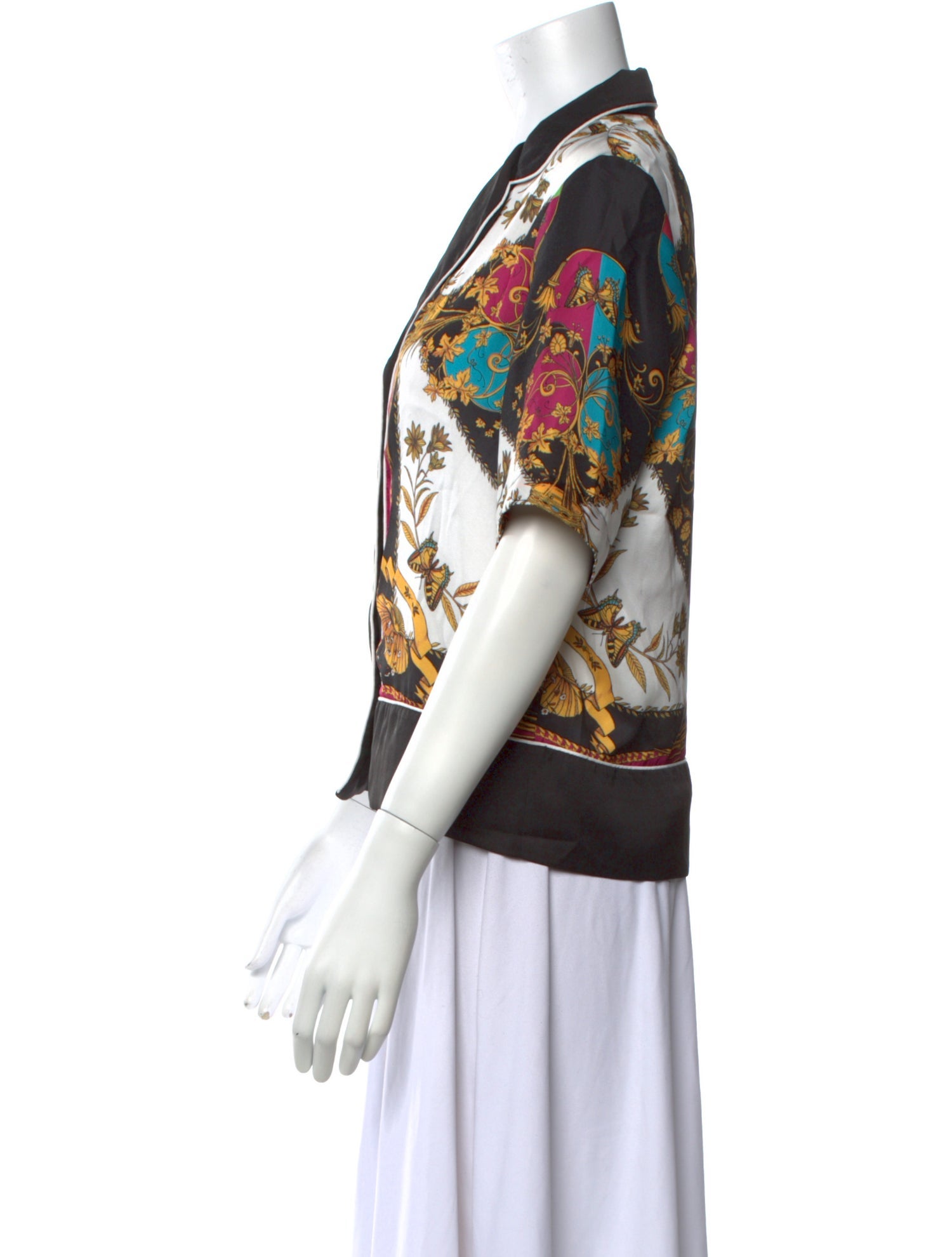 Sandro Paisley Print V-Neck Button-Up Top