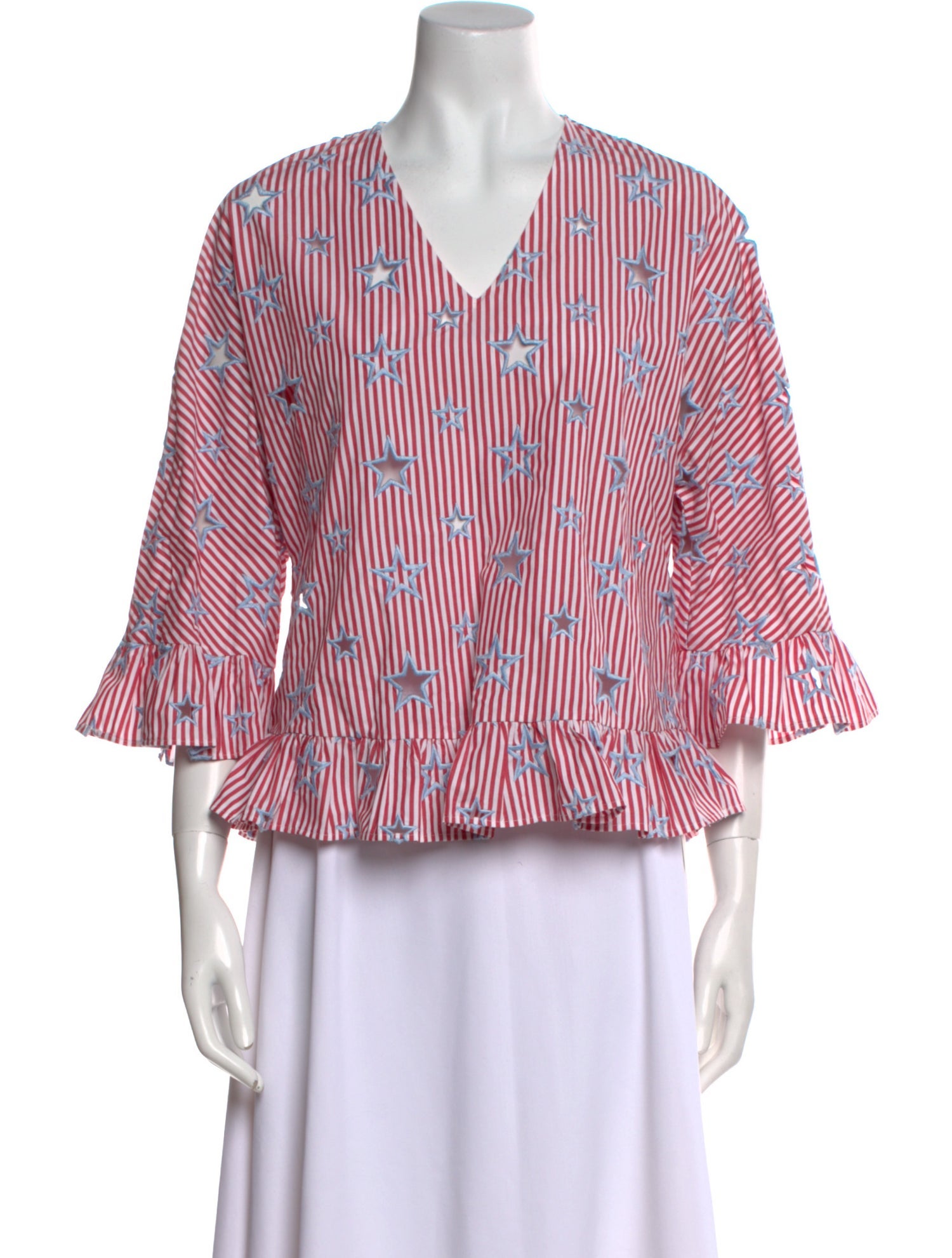 Sandro Striped V-Neck Blouse