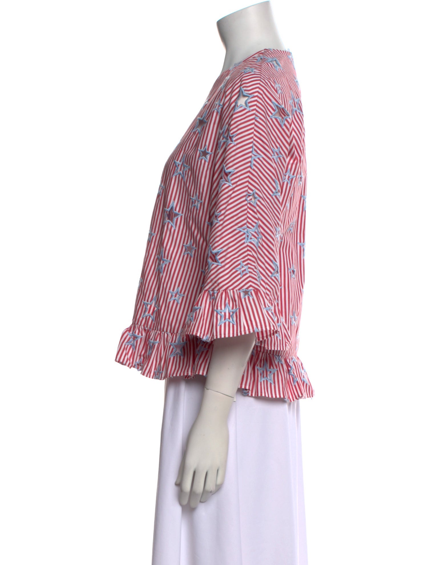 Sandro Striped V-Neck Blouse