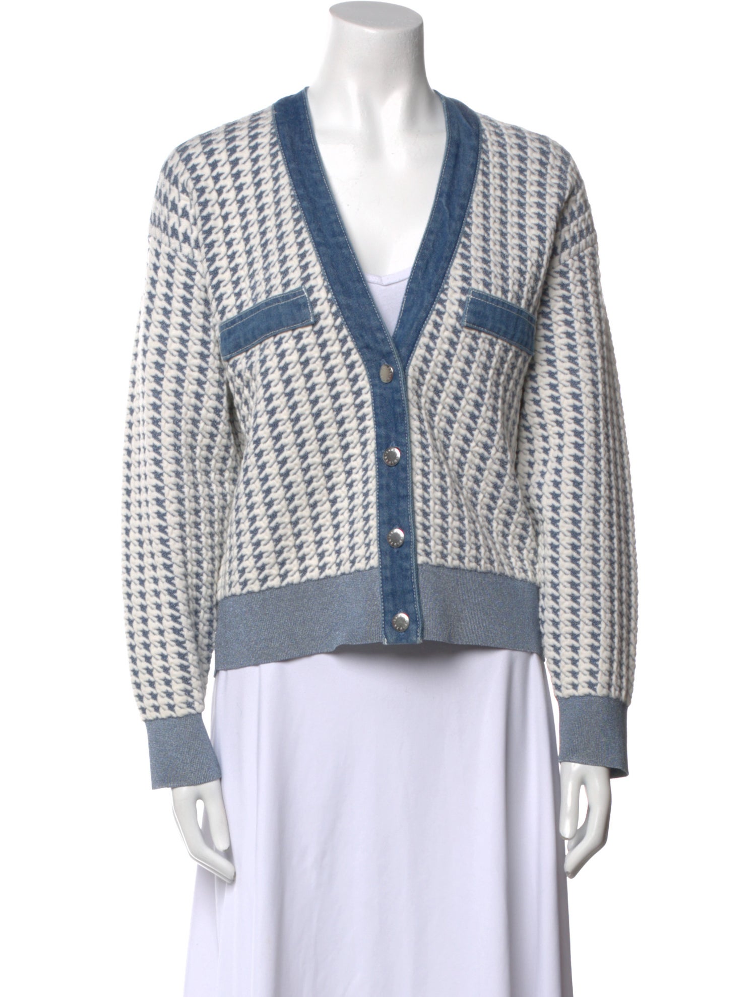 Sandro Houndstooth Print V-Neck Sweater