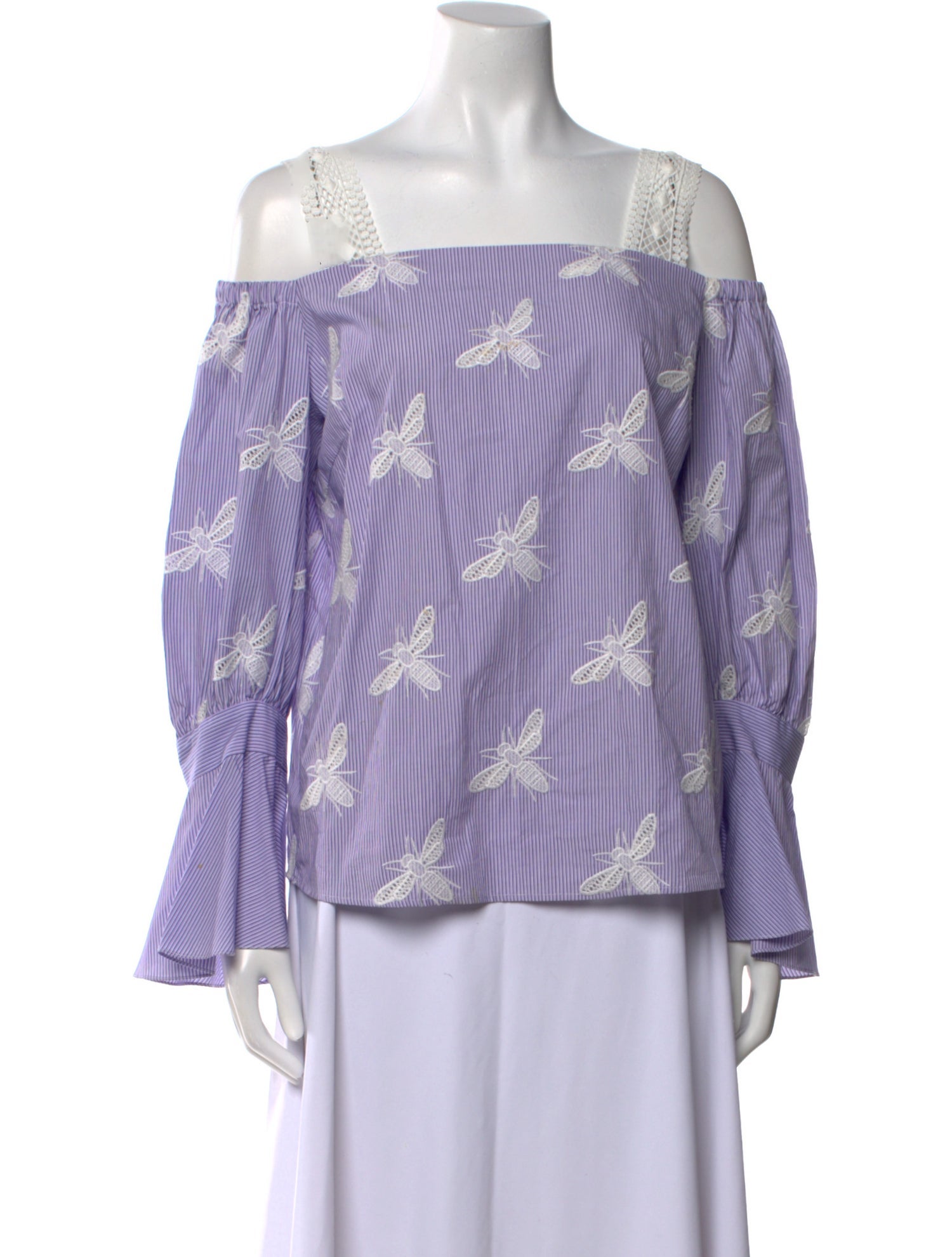 Sandro Printed Off-The-Shoulder Blouse