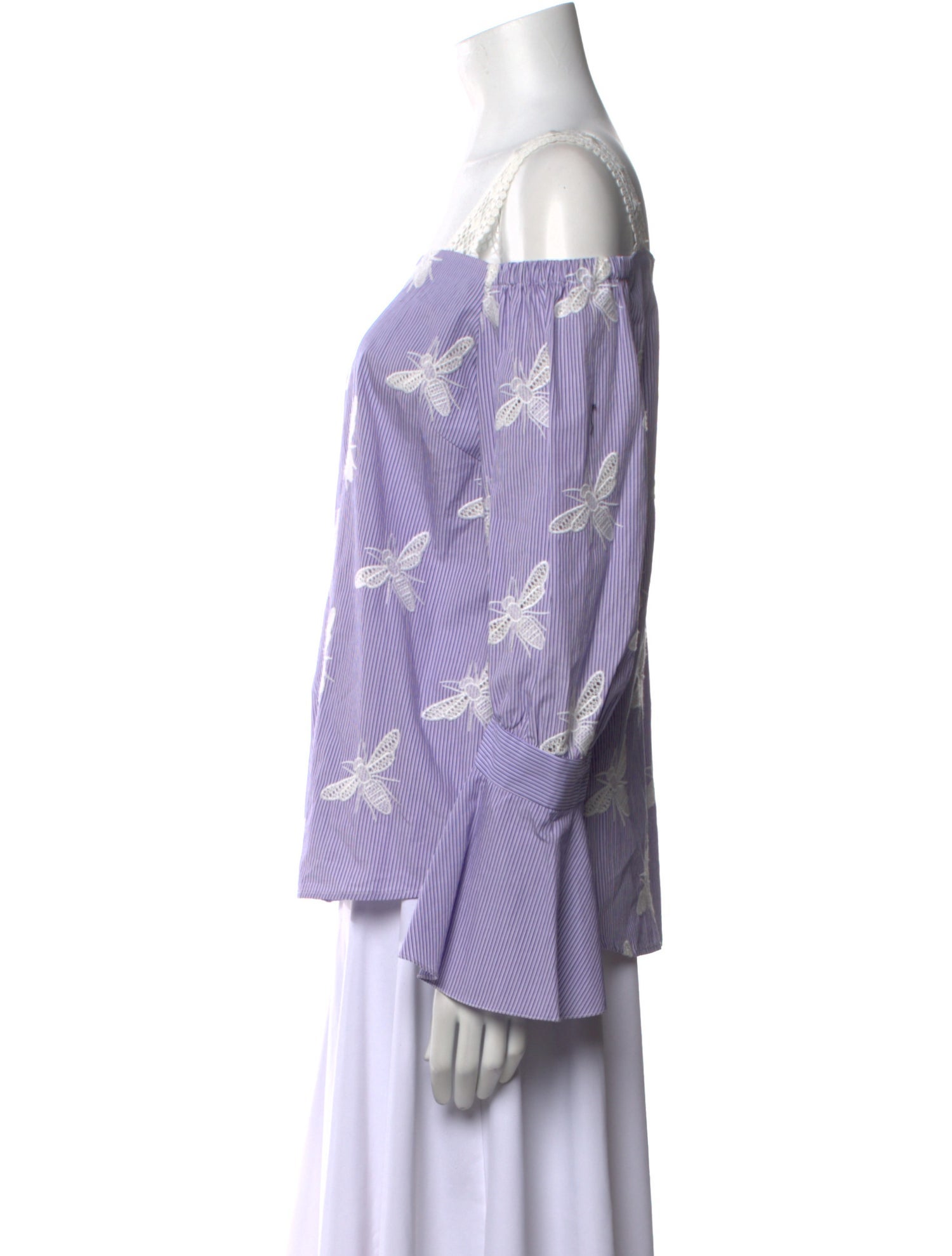 Sandro Printed Off-The-Shoulder Blouse