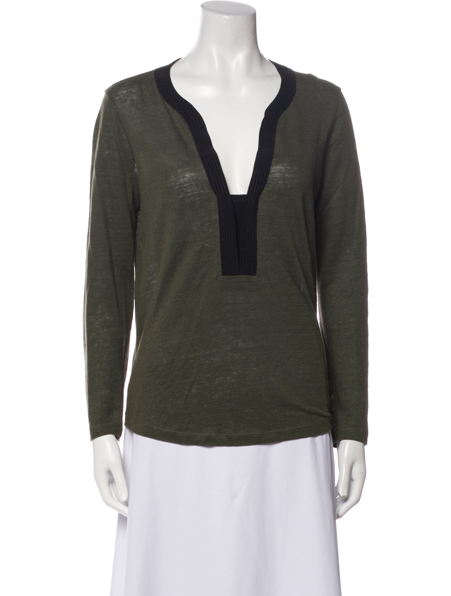 Sandro V-Neck Long Sleeve Top