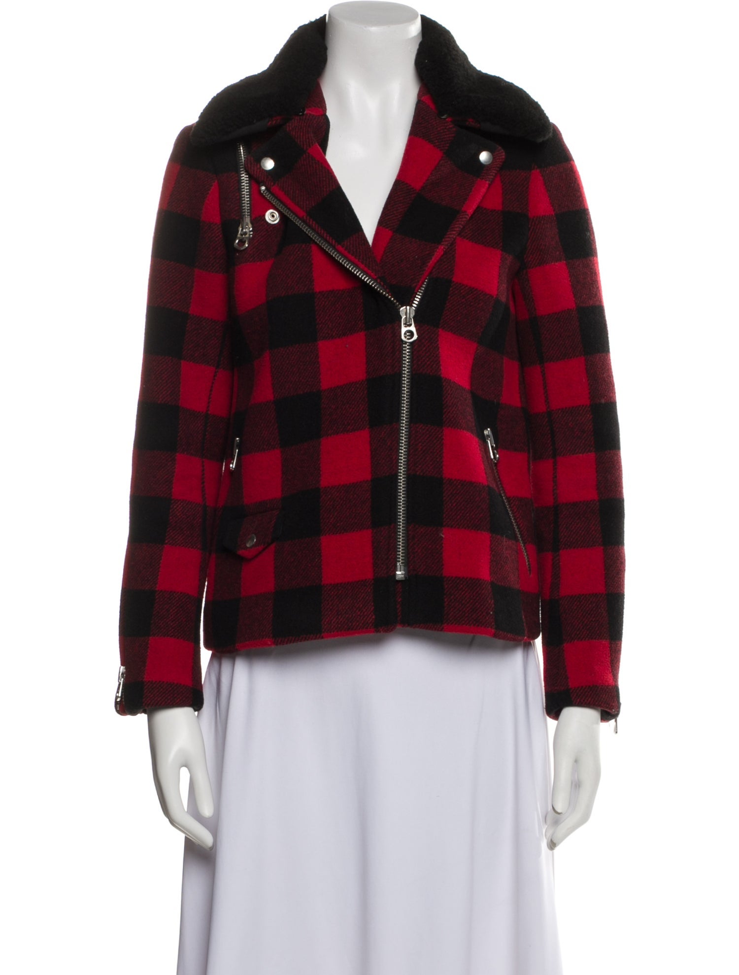 Sandro Wool Plaid Print Jacket