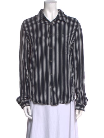 Sandro Striped Long Sleeve Button-Up Top
