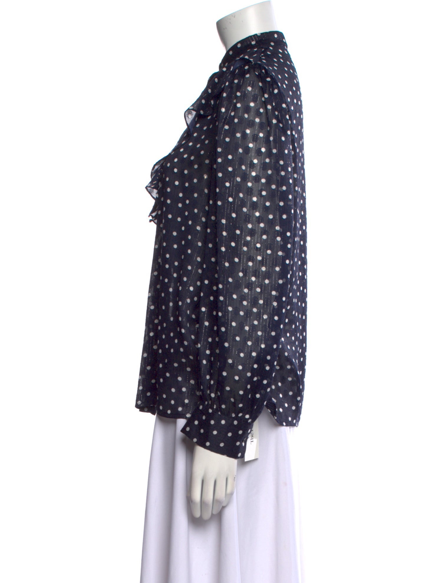 Sandro Polka Dot Print Mock Neck Blouse