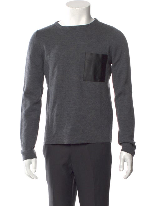Sandro Lamb Leather Colorblock Pattern Pullover