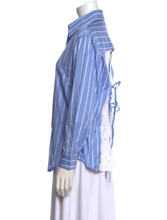 Sandro Striped Long Sleeve Button-Up Top